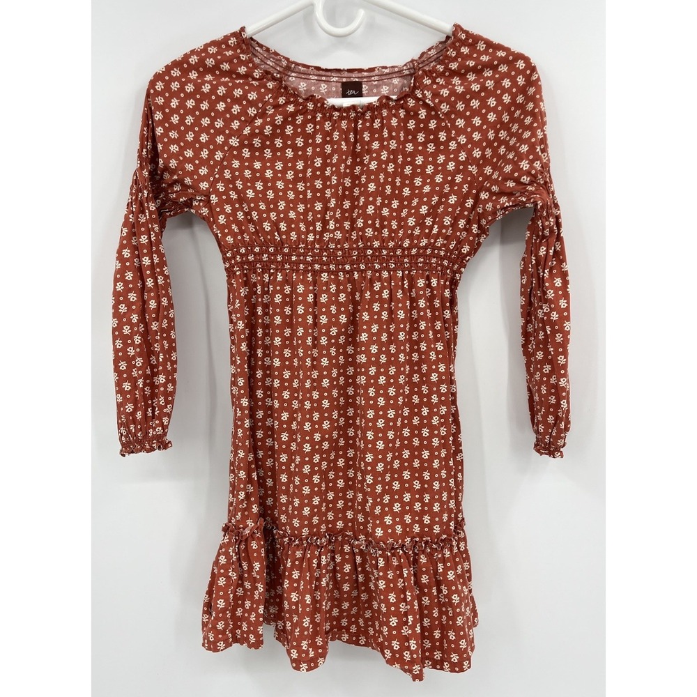 Tea Collection Dress Size 7 Floral Long Sleeve Cotton